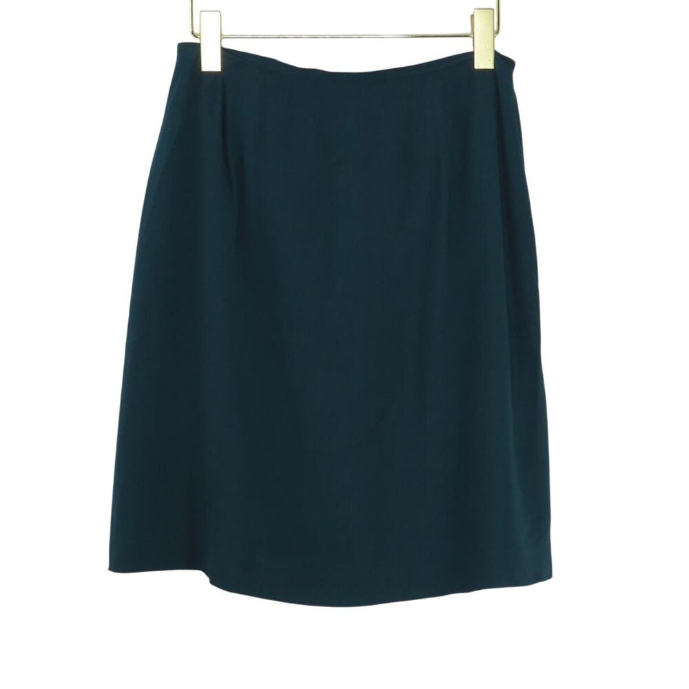 1980s Vintage Norton McNaughton Teal Blue High Rise A-Line Skirt Size 8P 27"